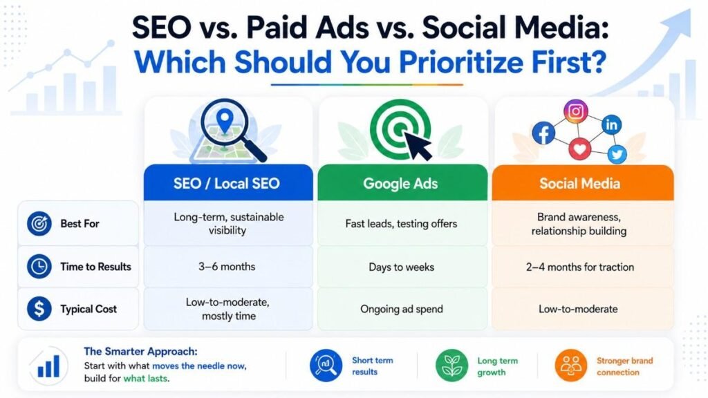 SEO vs. Paid Ads vs. Social Media: Which Should You Prioritize First?